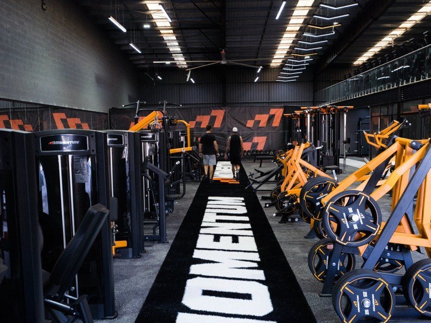 Finished gym floor at Momentum Health + Fitness